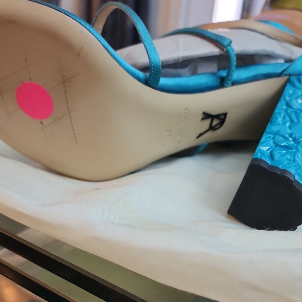 Paul Andrew Blue Chunky Heel Sandals - Picture 8 of 13